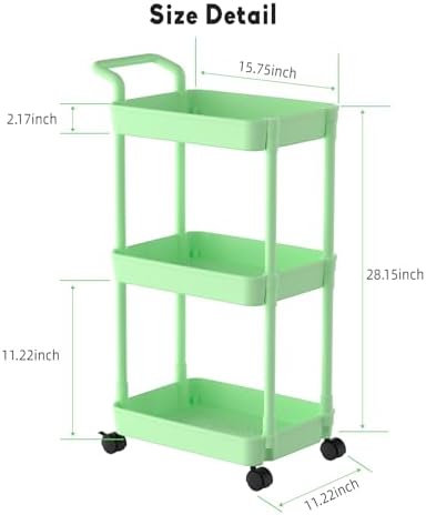 Volnamal Diaper Caddy, 3 Tier Rolling Cart for Baby Essentials, Green - Image 3