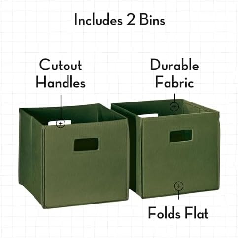 RiverRidge Folding Storage Bins - 2-pack of 10in Tall Olive Cubes - Image 4