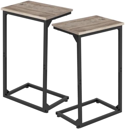 AMHANCIBLE Couch Side Table, 26.37" Tall C Shaped End Table Set of 2 by AMHANCIBLE