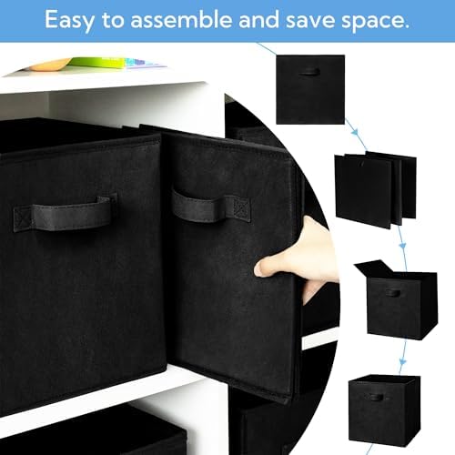 Cupic Cupid 6-Pack 11x11 Cube Storage Organizer, Collapsible Bins, Black - Image 5