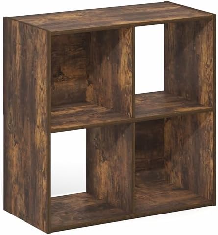 Furinno PELLI Book Shelf, 4-Cube Bookshelf with Open & Closed Back Cubes, 2 x 2 Storage Organizer Cabinet, 11.6 x 24.2 x 24.2, for Living Room, Bedroom, Home Office, Amber Pine - Image 6
