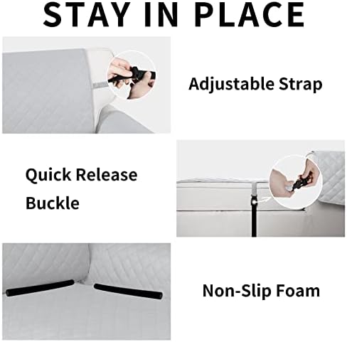 Easy-Going Reversible Chaise Lounge Couch Cover Water Resistant Sofa Cover Sectional L Shaped Sofa Slipcover with Adjustable Straps Furniture Protector for Dogs (115X34 in, Light Gray/Light Gray) - Image 3