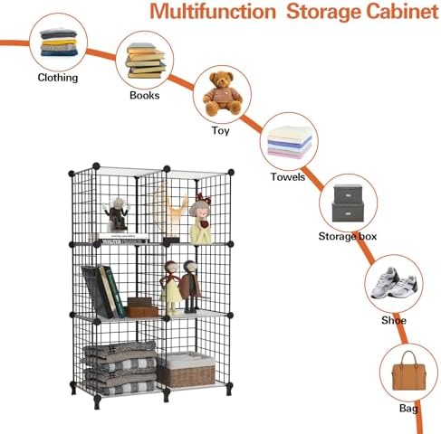 AWTATOS Wire 6 Cube Storage Organizer, Closet Storage Shelves Stackable - Image 6