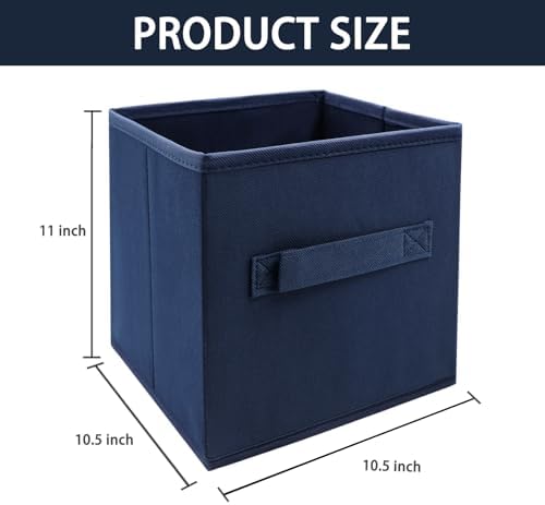 EBIGIC Storage bins collapsible storage bins,cube storage organizer （Pack of 3） 10.5 * 10.5 * 11inch，For home and office Collapsible Closet Shelf Organizers, Drawer Organizers(Blue) - Image 2