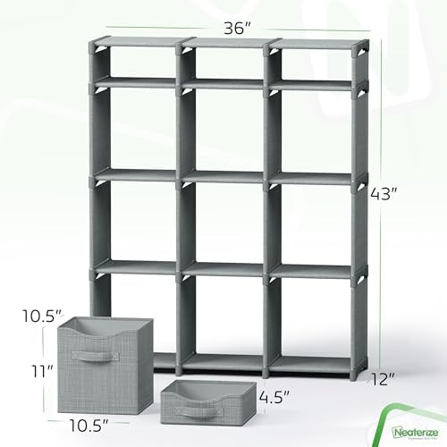 Cube Storage Organizer with Storage Bins Included - The Perfect Closet Organizers and Storage Solution. Includes 12 Storage Cubes, Great For Toy Storage, Closet Storage, Clothes Storage (Grey) - Image 3