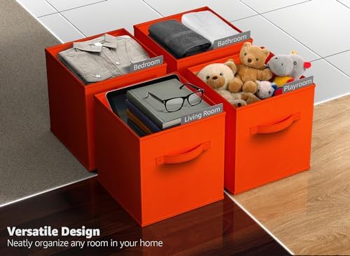 Sorbus Fabric Storage Cubes, 6-Pack Foldable Bins (11 Inch, Orange) - Image 5