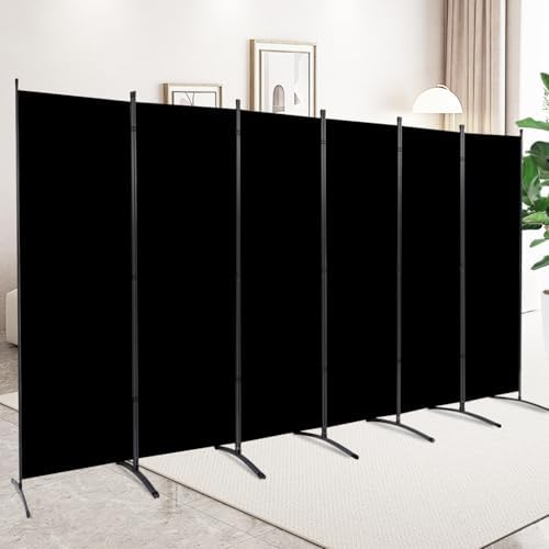 6 Panel Folding Privacy Screens, Portable Room Divider Panel, 6Ft Black by CHOSENM