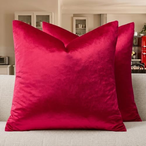 GIGIZAZA Red Velvet Pillow Covers 16x16 Decorative Pillows Pack of 2 by GIGIZAZAFocusingonhomedecoration