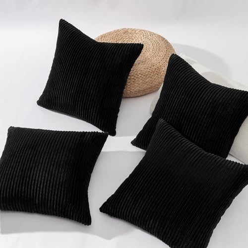 Topfinel Black Decorative Throw Pillow Covers Cushion Cases, Set of 4 Soft Velvet Modern Double-Sided Designs Match for Home Decor, Pillow Inserts Not Included (16x16 inch) - Image 4