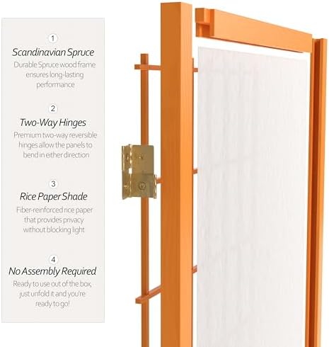 4 ft. Short Window Pane Shoji Screen - Honey - 4 Panels - Image 4
