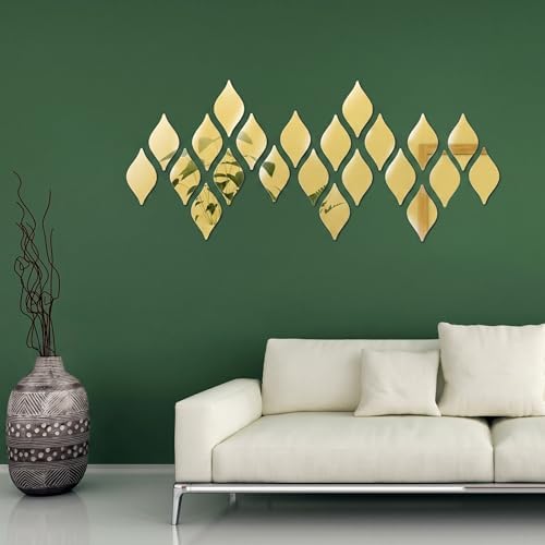 Weysat 30 Pcs Mirror Decals 3D Tear Drop Acrylic Wall Sticker Decor, Gold by Weysat