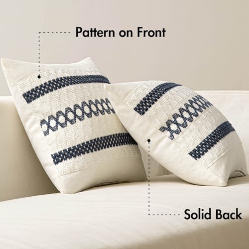 MIULEE Set of 2 Navy Blue Boho Decorative Lumbar Pillow Covers 12x20 Inch - Image 6