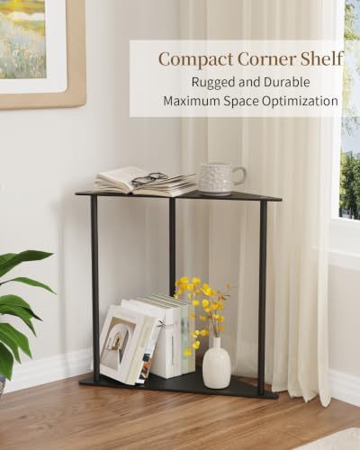 Yawinhe Triangle Metal End Table,2-Tier Small Corner Table,Black,1 Pack - Image 4