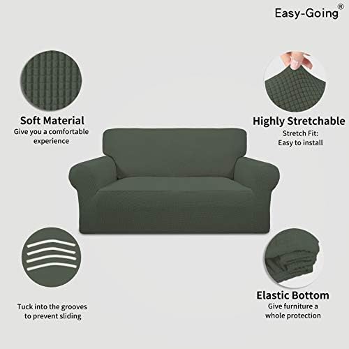 Easy-Going Stretch Loveseat Couch Covers Washable Olive Green - Image 3