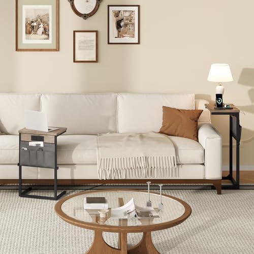 HOOBRO Side Table for Couch, Adjustable Height C Shaped End Table - Image 2