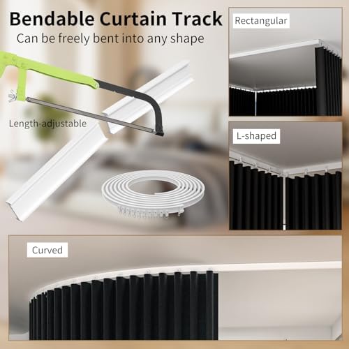 Ceiling Mount Room Divider Curtains,Track Sets for Room Separation,Black - Image 2