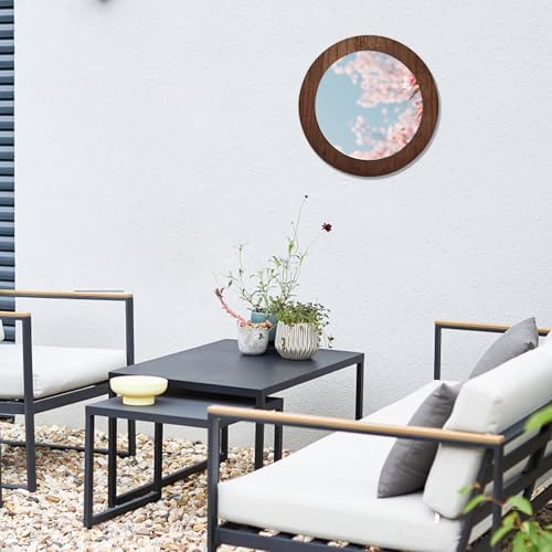 3 PCS Wood Wall Acrylic Mirrors Decor, 8'' Round Rustic Farmhouse Mirror - Image 4