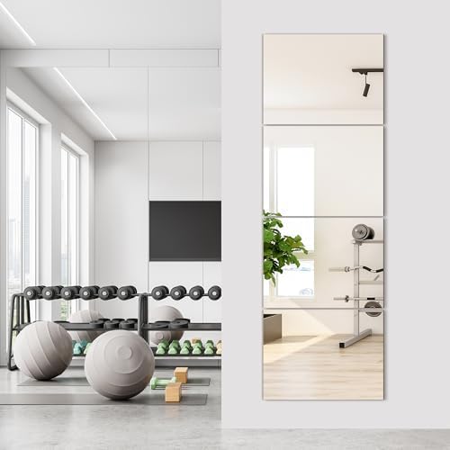 TRAHOME Wall Mirror Tiles, 16"x12"x4PCS Full Length Home Gym Mirror - Image 4