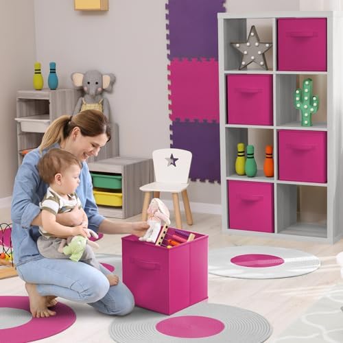 Sorbus Fabric Storage Cubes, 6-Pack Foldable Bins (11 Inch, Pink) - Image 2