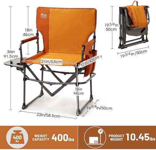 TIMBER RIDGE 400lbs Heavy Duty Camping Chair Portable Directors Chair - Image 3