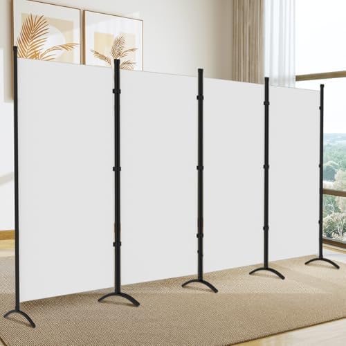 Room Divider, 6FT Tall Folding Partition Room Dividers 4 Panel, Portable and Freestanding Room Divider Screen Wall Divider for Home and Office, White - Image 2