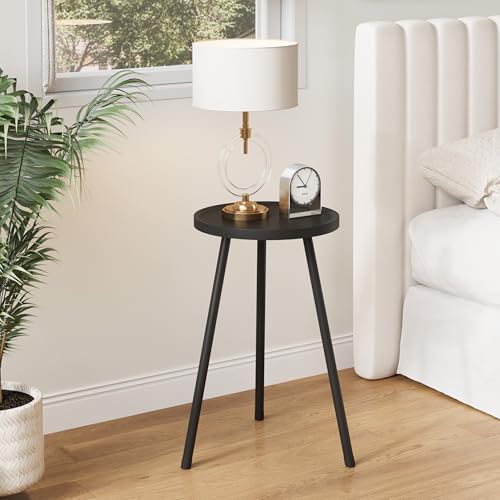 Small Couch Side Table, Drink Table, Mini Round End Table, Coffee Table, Snack Table for Small Spaces, Living Room, Bedroom, Sofa LET520BK - Image 3