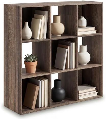 Signature Design by Ashley 9 Cube Organizer Bookshelf, Weathered Brown by Unknown