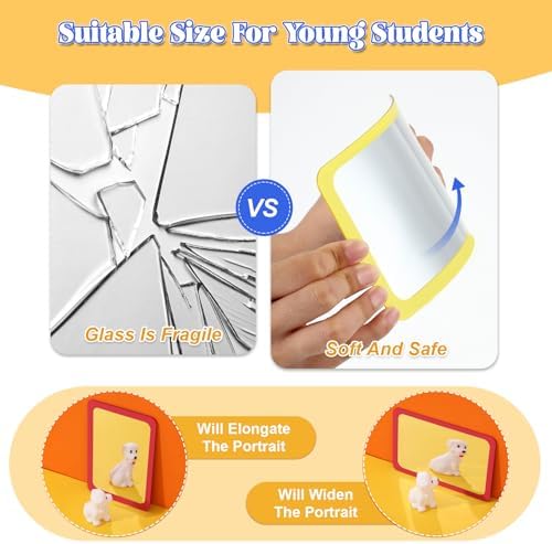 Dandat 30 Pcs 6x4 Shatter Proof Unbreakable Kids Mirrors, Bright Colors - Image 3