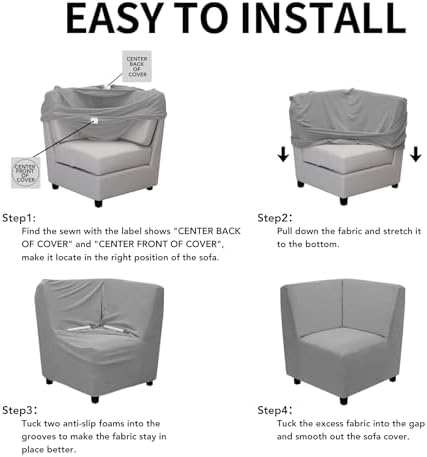 Easy-Going Stretch Soft Sectional Corner Sofa Couch Slipcover Light Gray - Image 5