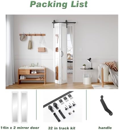 FREDBECK Bifold Barn Door 28x84,with Mirrored,Fit for 24"-26" Opening - Image 7