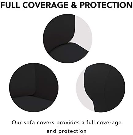 PureFit Stretch Couch Covers for Sofa 4 Seater Slipcovers Black - Image 3