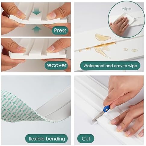 White 4-inch EVA molding Trim, 3D Flexible Corrugated self-Adhesive Panel, Suitable for TV Accent Walls, playroom and Modern Interior Decor (16.4 FT) - Image 3