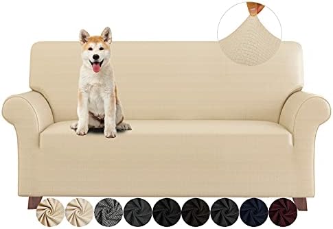 ZNSAYOTX Loveseat Covers High Stretchy Spandex Pet Friendly Sofa Slipcover 1 Piece Non Slip Couch Furniture Protection Covers (Beige, Loveseat) by ZNSAYOTX