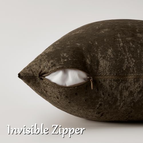 GIGIZAZA Crushed Brown Velvet Throw Pillow Covers 20x20 Pack of 2 - Image 2