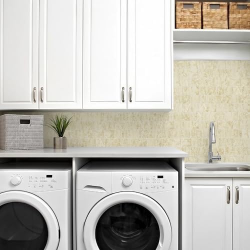Vamos Tile 100-Piece Peel and Stick Backsplash Seamless Tile,3''x6'' Textured Beige Travertine with White Grout PVC Subway Tile,Stick on Backsplash for Kitchen/Bathroom/Laundry Room - Image 7