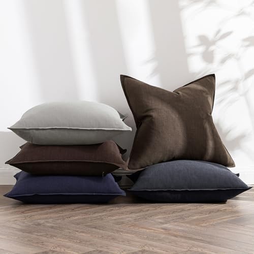 MIULEE Decorative Linen Pillow Covers 18x18 Inch Dark Gray - Image 5