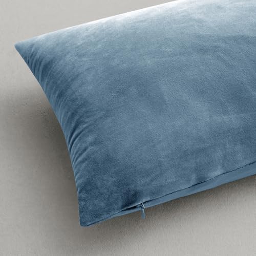MIULEE 24x24 Inch Pack of 2 Euro Velvet Throw Pillow Covers Blue Gray - Image 6