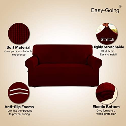 Easy-Going Stretch Oversized Sofa Couch Slipcover Washable Wine - Image 3