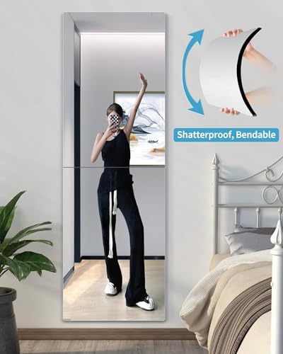 Unbreakable Acrylic Full Length Mirror for Wall Mounted, Full Body Mirror for Kids, Flexible Plastic Safe Shatterproof, 2 PCS 24 x 14 Inches, Workout Mirrors Tiles for Home Gym, Bedroom Over The Door - Image 4