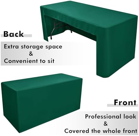 Nasitos 2 Pack Green 8ft Tablecloth Fitted-Open Back Folding Table Cover Washable and Wrinkle Resistant Table Cloth for Trade Show, Book Fair, Career Fair, Convention, Events - Image 5