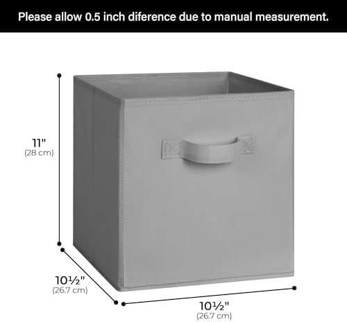 Cupic Cupid 6-Pack 11x11 Fabric Storage Cubes, Cube Storage Bins, Gray - Image 2