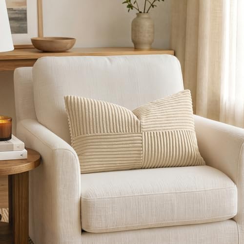 MIULEE Natural Beige Decorative Lumbar Throw Pillow Covers 12x20 in 2 Pack - Image 3