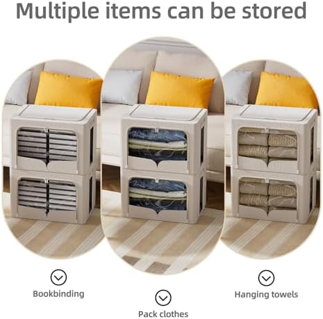 FHSQX 3 Pack Clothes Storage Bins with Metal Frame - Image 4