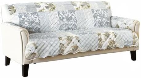 Great Bay Home Reversible Patchwork Sofa Cover - Washable Slipcover Furniture Protector with Elastic Straps - Perfect for Kids & Pets - Box-Stitched Detail (Grey) - Image 5