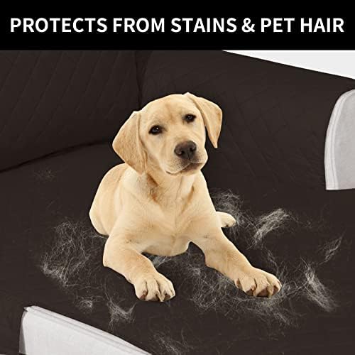 Easy-Going Reversible Chaise Lounge Couch Cover Water Resistant Sofa Cover Sectional L Shaped Sofa Slipcover with Adjustable Straps Furniture Protector for Dogs (115X34 in, Chocolate/Chocolate) - Image 4