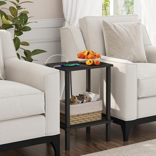 TUTOTAK End Table with Charging Station, Side Table, Nightstand - Image 4