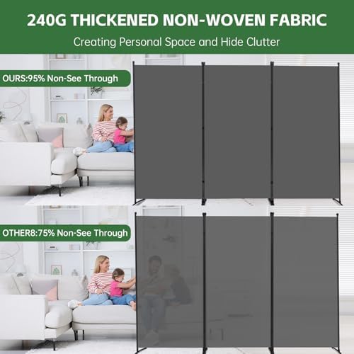 3 Panel Folding Room Divider, Sturdy Frame Freestanding Wall Divider - Image 3
