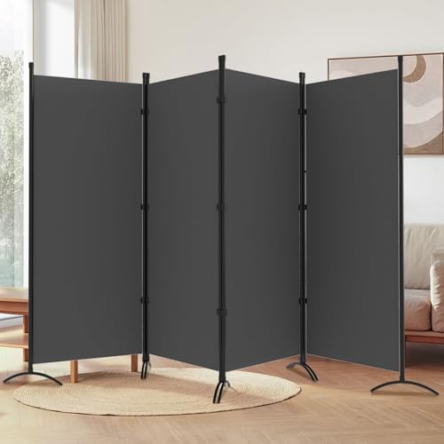 Room Divider, 6FT Tall Folding Partition Room Dividers 4 Panel, Portable and Freestanding Room Divider Screen Wall Divider for Home and Office, Grey by gaildon