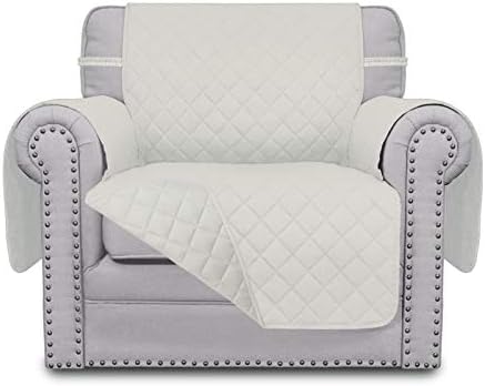 Easy-Going Chair Sofa Slipcover Reversible Sofa Cover Water Resistant Couch Cover Furniture Protector Cover with Elastic Straps for Pets Kids Children Dog Cat (Chair, Ivory/Ivory) by Easy-Going