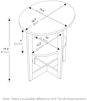 Furinno Jaya 2-Tier Round Side Table Set of 2, Open Shelf, White - Image 3